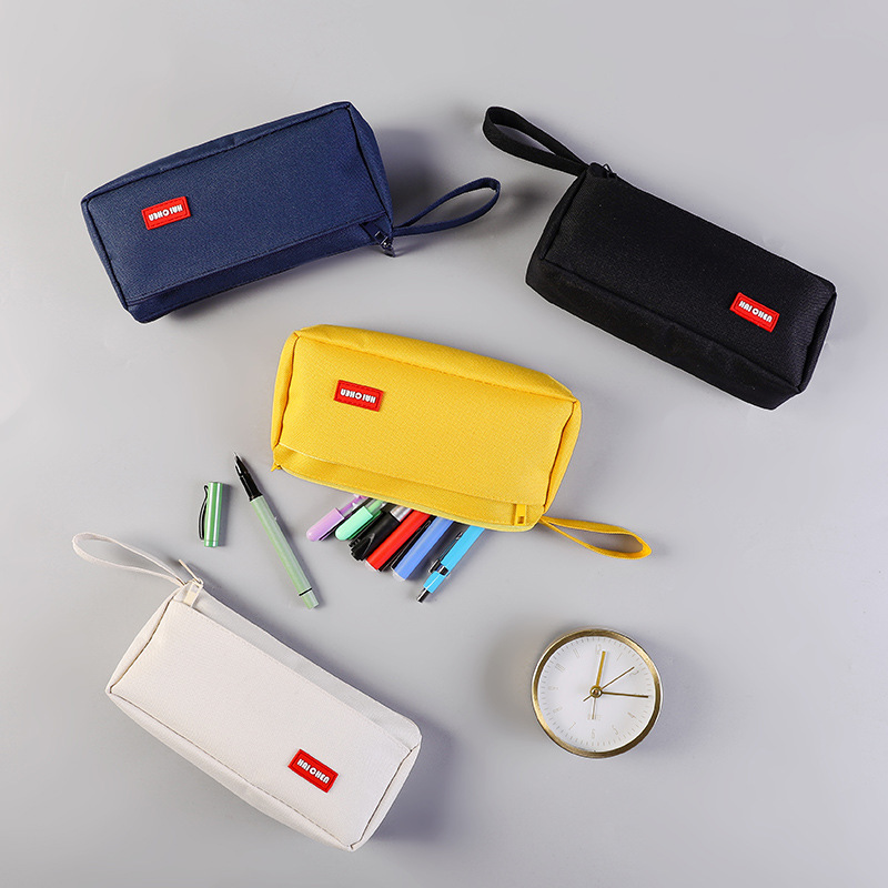솔리드 컬러 스퀘어 편지지 가방 휴대용 성격 연필 가방 간단한 학생 편지지 가방 대용량 연필 가방